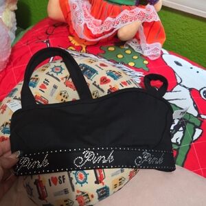 PINK Victoria's Secret Black Bikini Top with Rhinestones